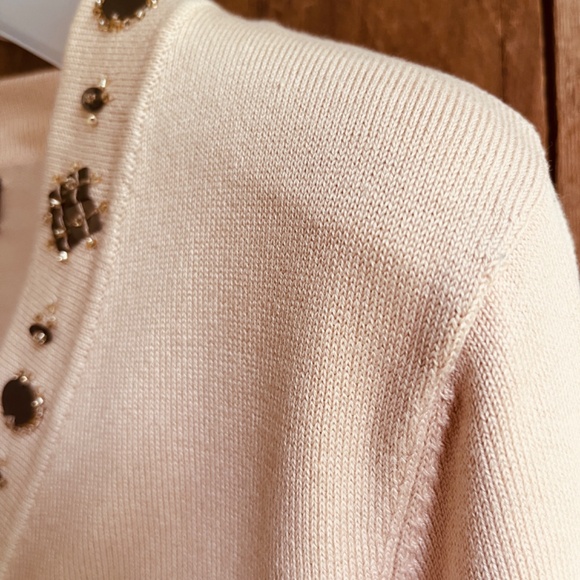Jones New York 3/4 Sleeve Pullover Sweater Embellished Beads Sequins Neckline M - Picture 5 of 13